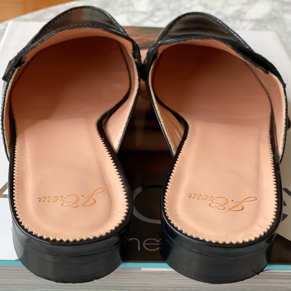 J. Crew Black Patent Leather Backless Penny Loafers - Picture 2 of 10